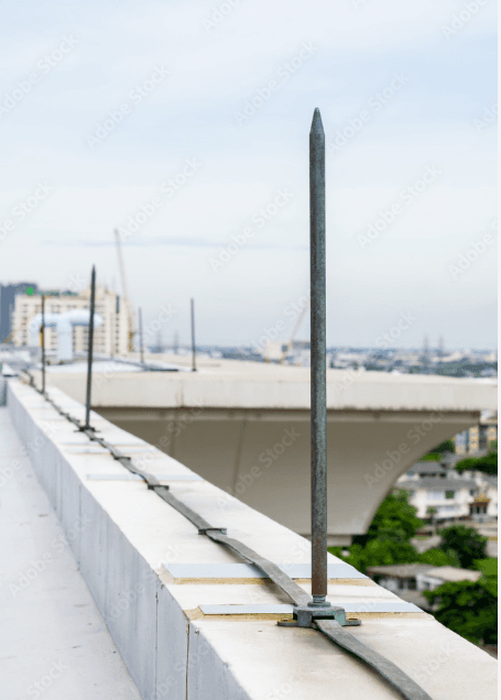 High-performance lightning arrester installation protecting substation equipment from voltage surges and atmospheric discharges.