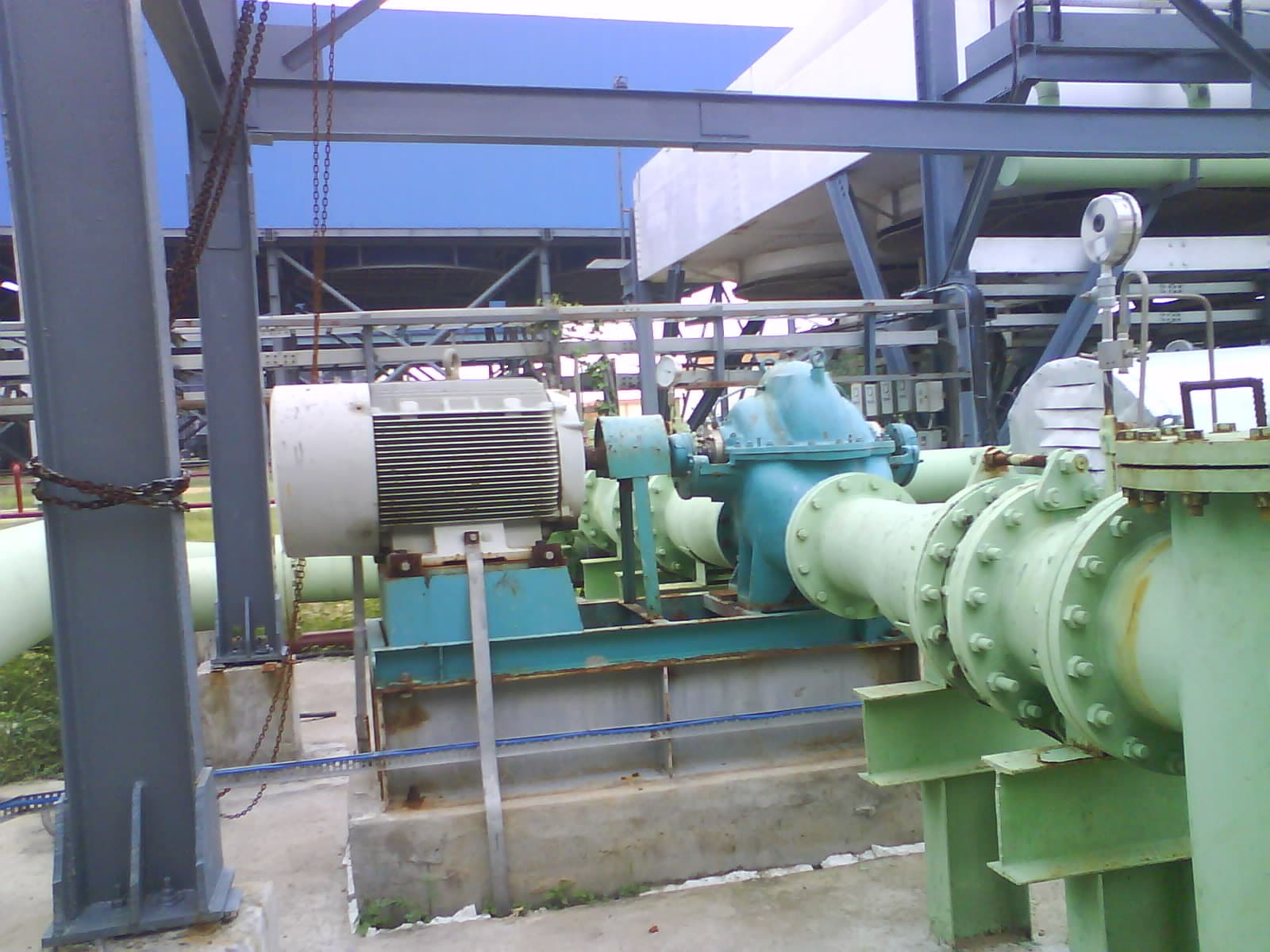 CCCW Pump with Earthing - Component Cooling Water (CCCW) pump installation featuring comprehensive earthin