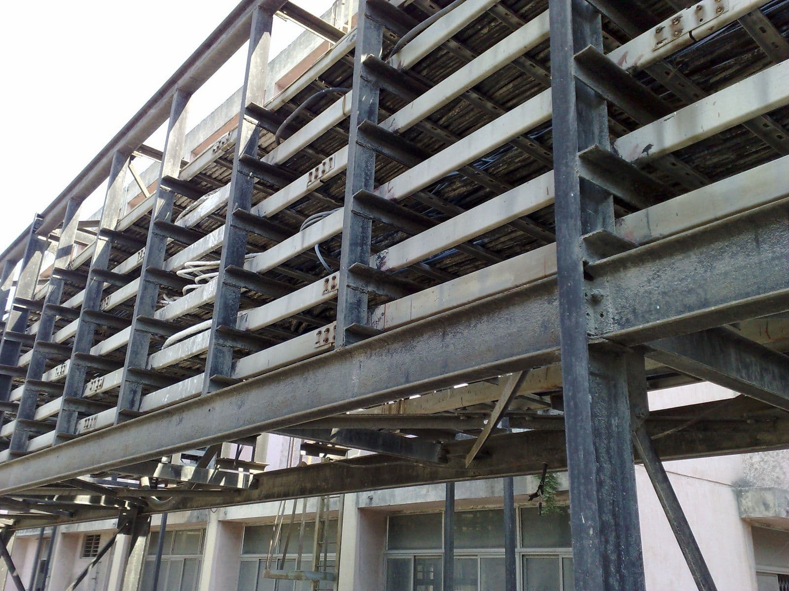 Secondary view of the cable rack infrastructure, highlighting the modular design allowing for future expansion and maintenance.