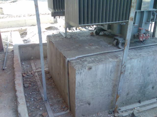 Transformer Base Earthing Connection - Transformer base earthing detail connecting the main tank and structural base to
